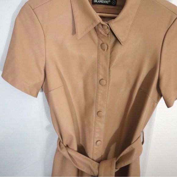 NWT Blank NYC - Faux Leather Tan Button Dress - Picture 8 of 10